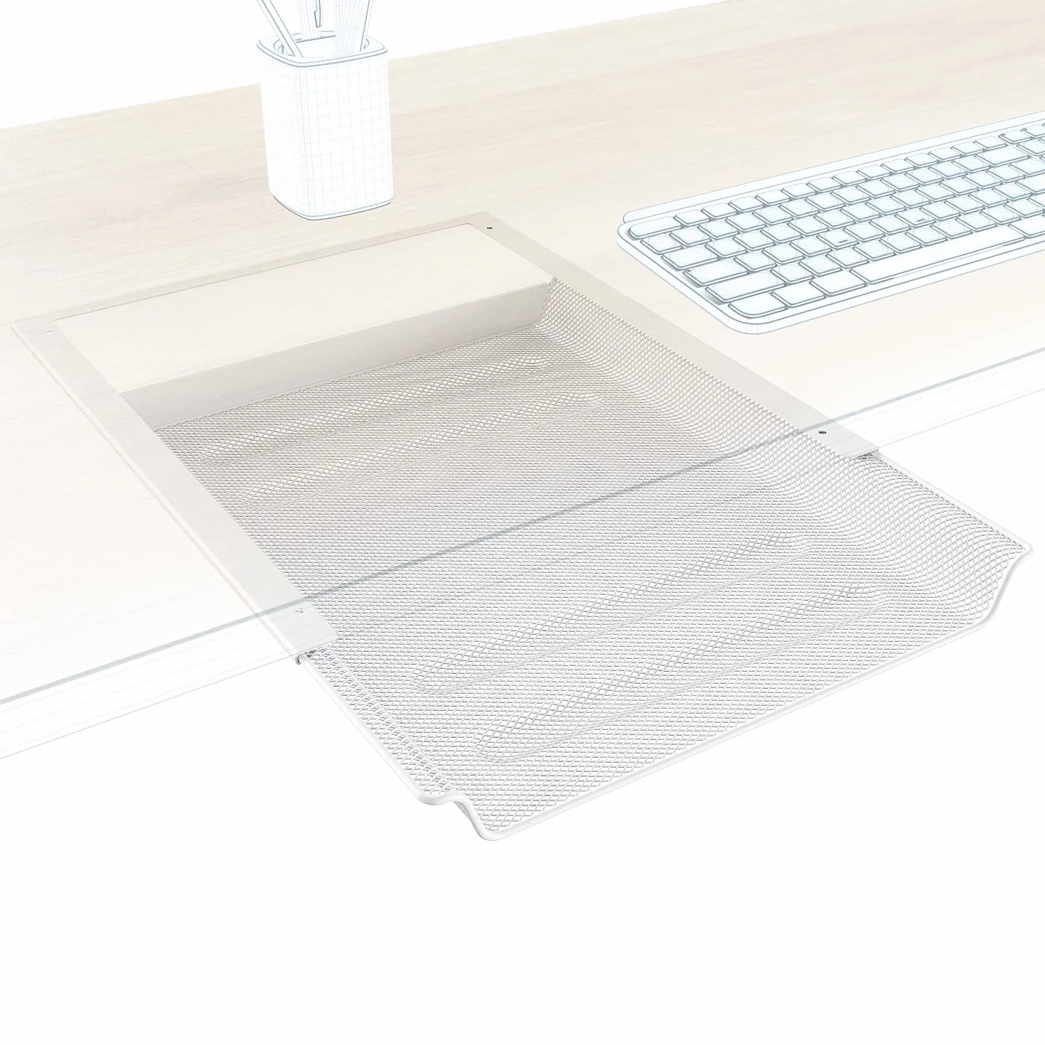 KD Essentials Tiroir de bureau métal blanc rangement documents A4 fournitures