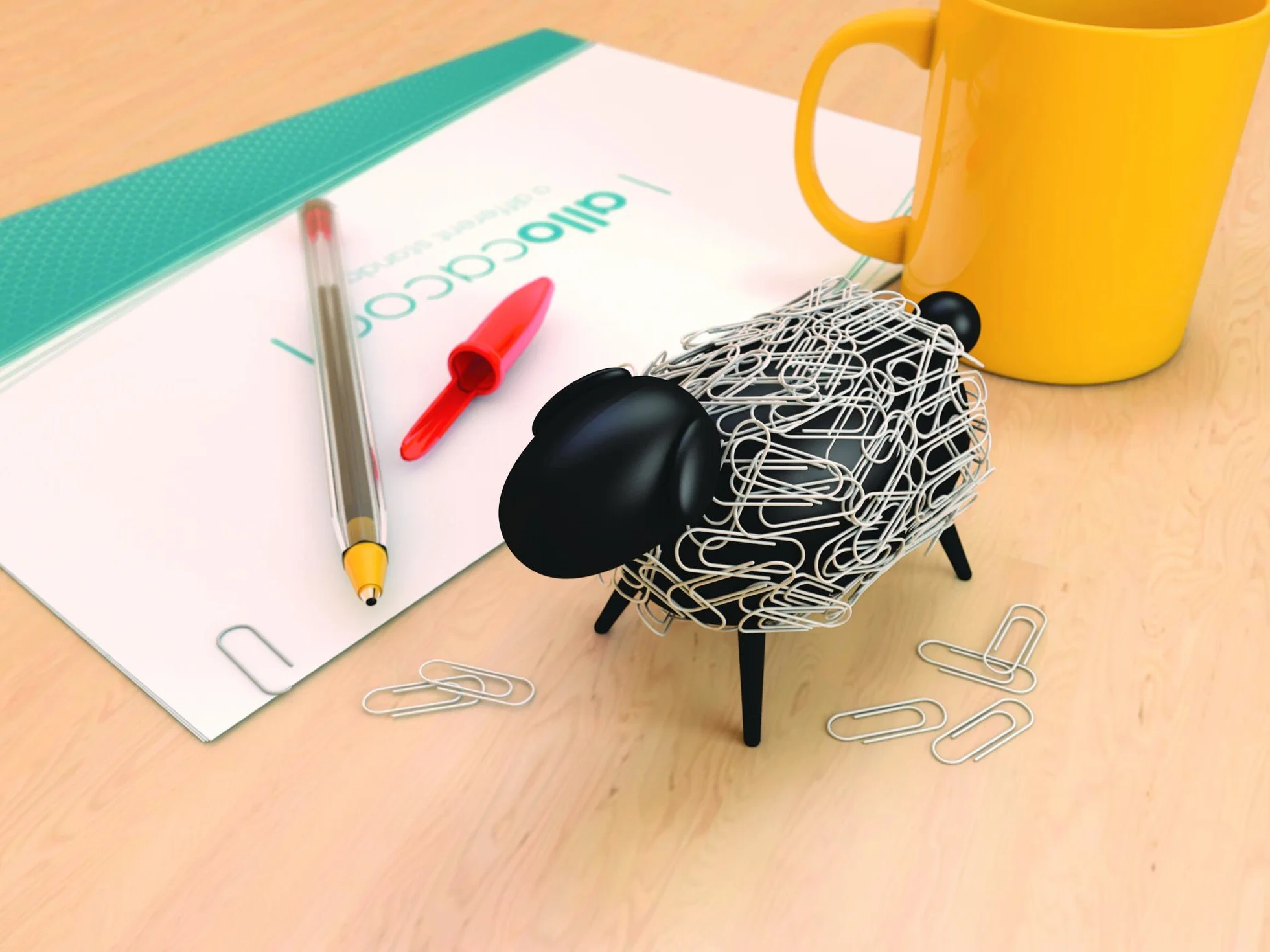 Sheepi distributeur de trombones magnétique mouton noir trombones blancs porte-trombone animal bureau