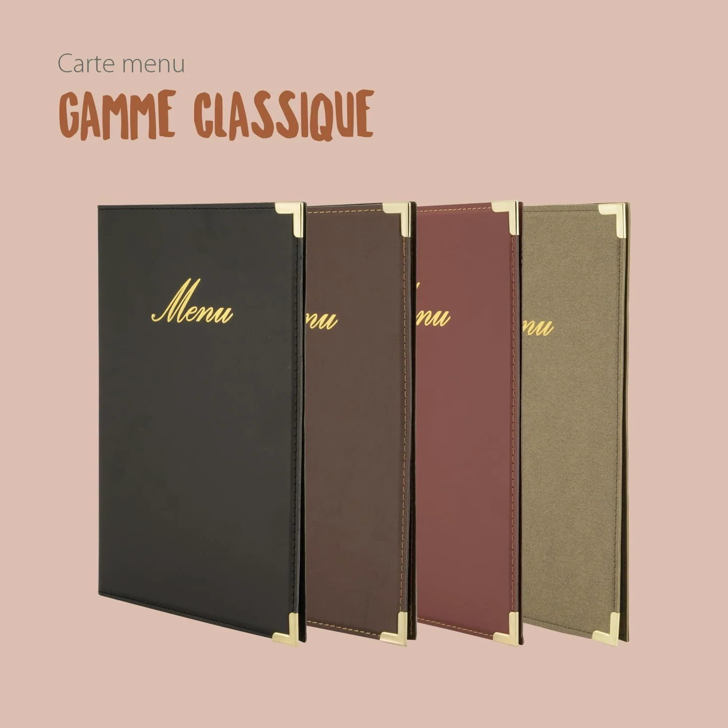SECURIT Carte Menu Gamme Classique A5 Noir 1 Insert Double 4 Pages