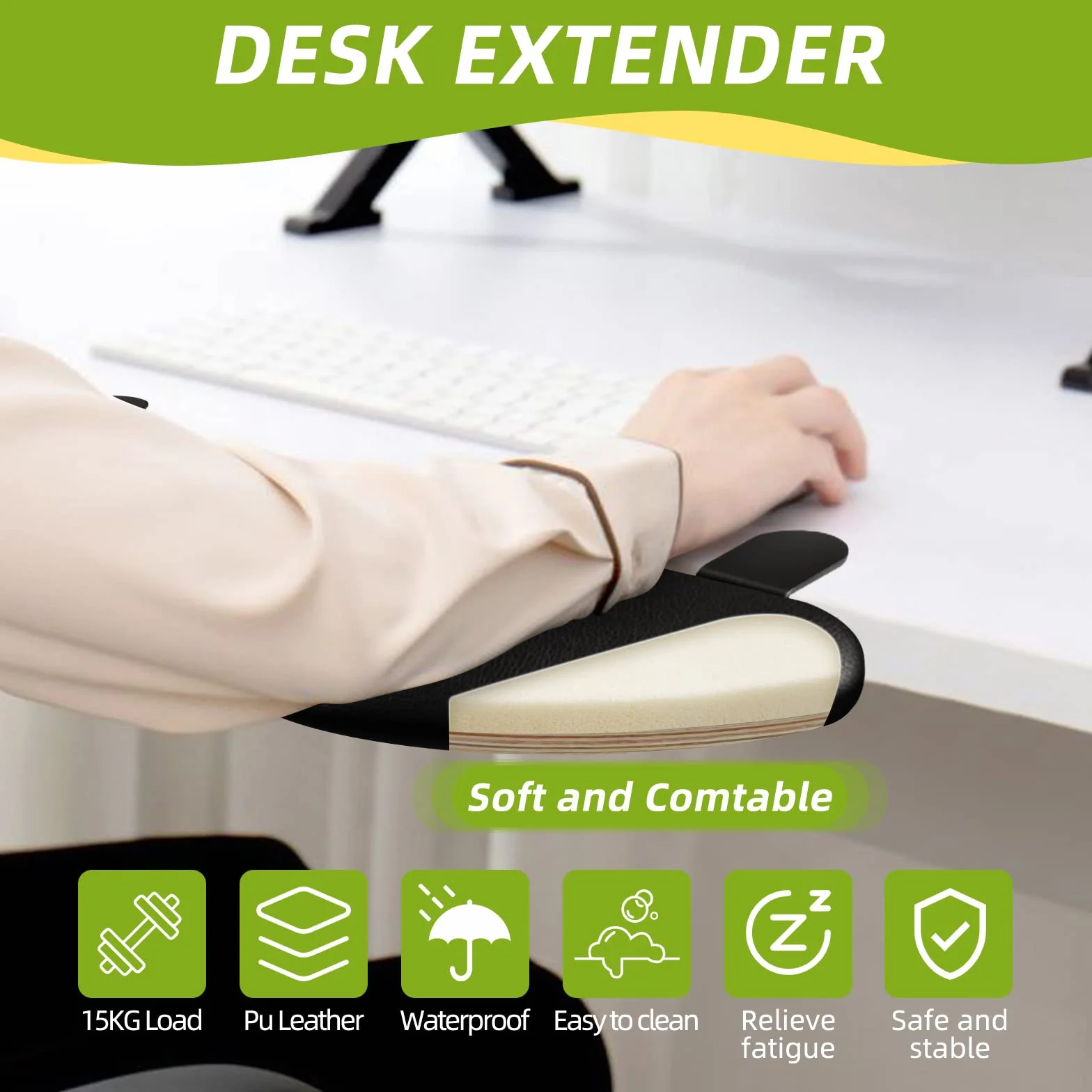 Ergonomics Extension Bureau Plateau, Pliable Repose-Poignet Coude Repose Bras Support, Ordinateur Clavier Plateau Extension De Table