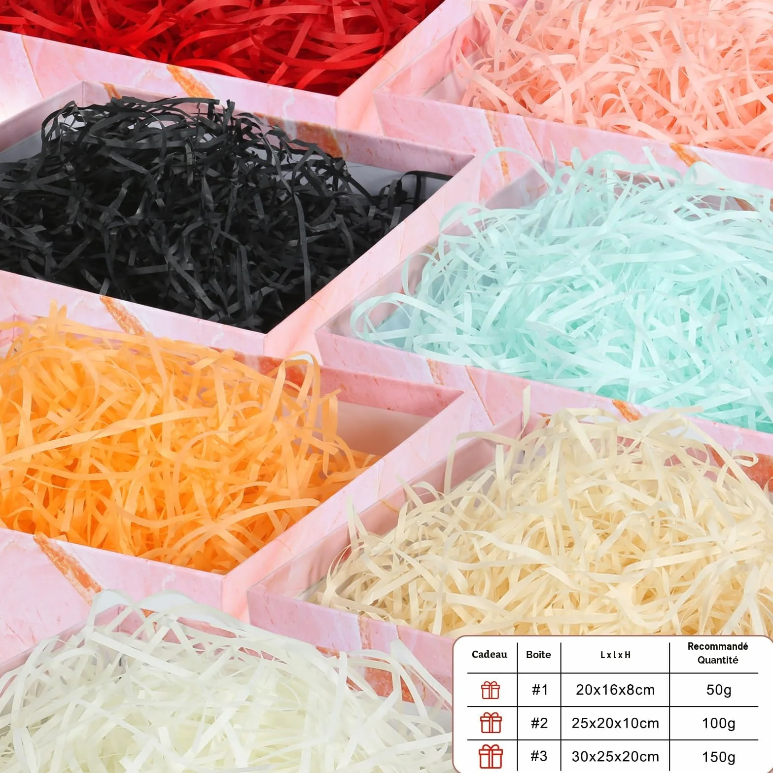 Papier Déchiqueté 150g, Remplissage Panier Cadeau, Raffia Papier de Soie (Champagne)