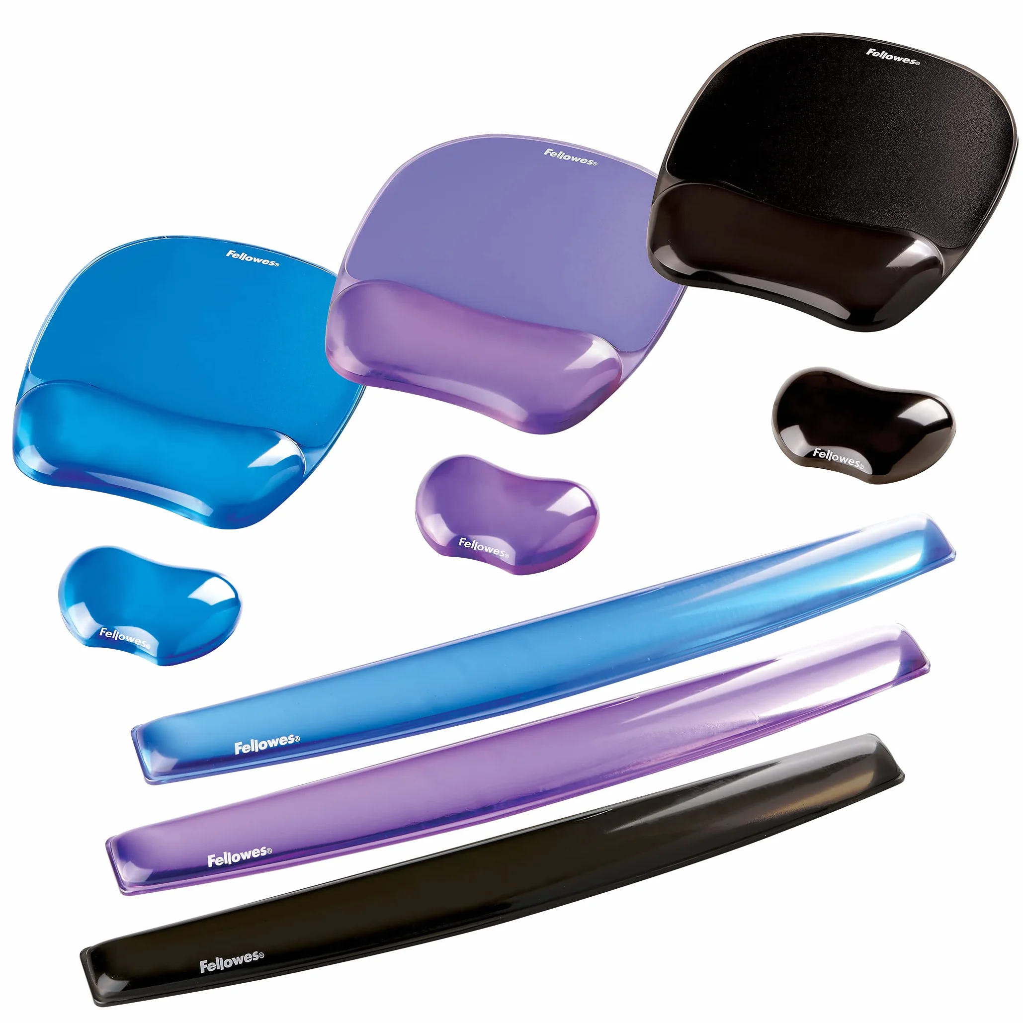 Fellowes Mini Repose-Poignet Crystal Gel Ergonomique Souris Gel Transparent Noir 18 x 122 x 88 mm