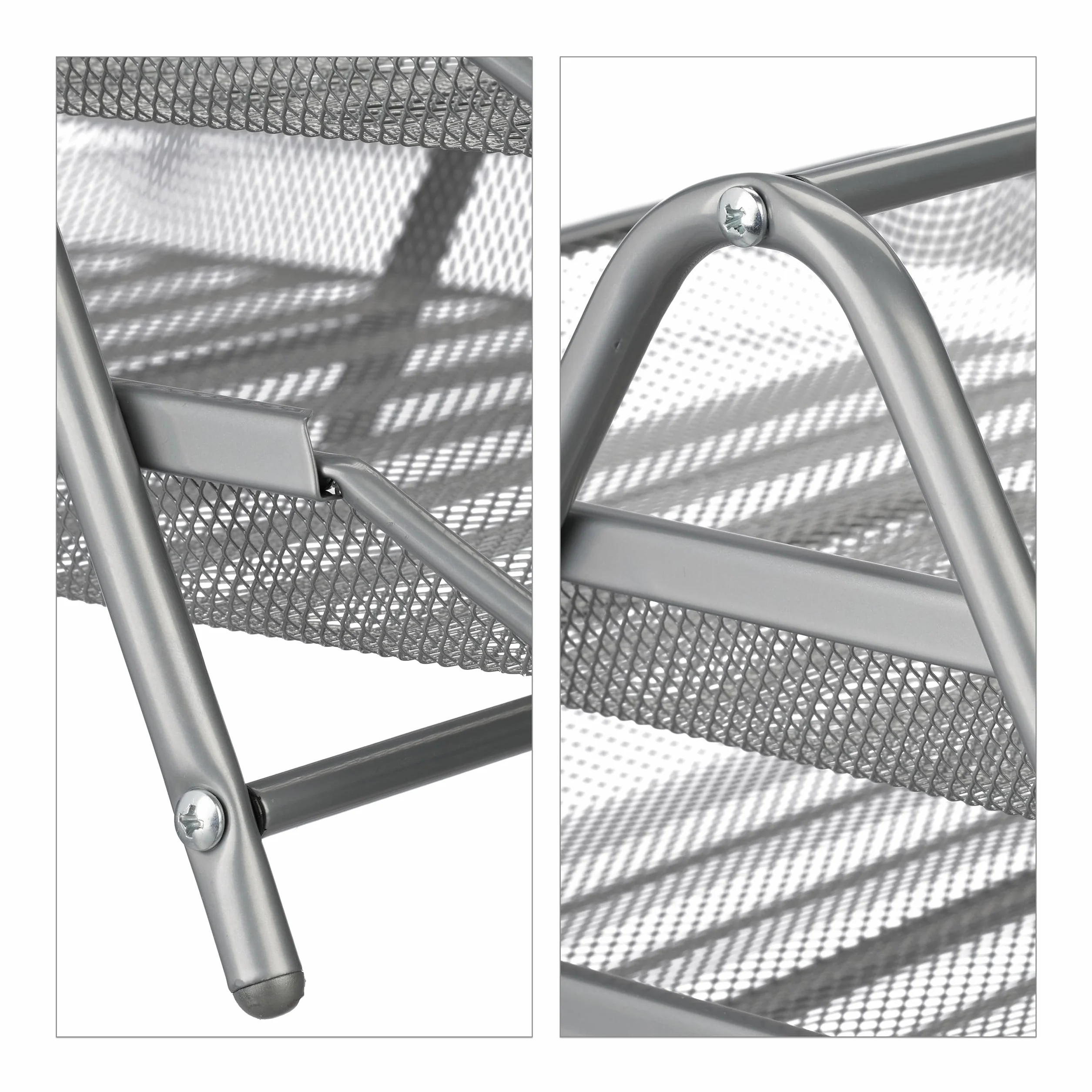 Relaxdays Porte-courriers Range-Documents A4 4 Compartiments 32,5 x 30 x 35 cm Maille argenté