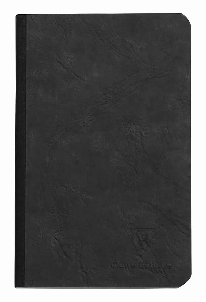 Clairefontaine Collection Age Bag Carnet Cousu Dos Toilé Noir 9x14 cm 192 Pages Petits Carreaux Papier Blanc 90 g