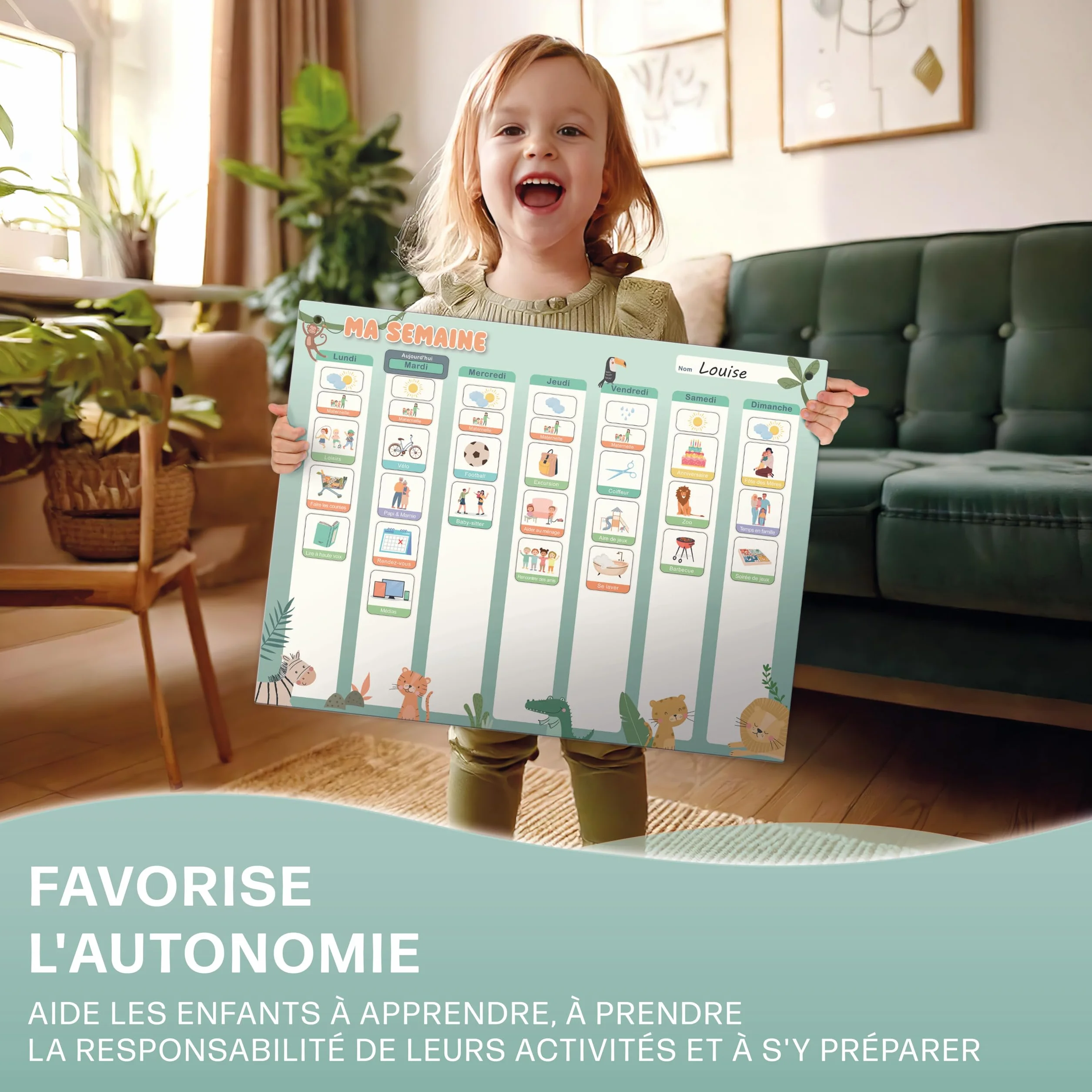 Planning semaine enfants Tableau magnétique Montessori 200 aimants stylo Jeux éducatifs 3 ans Calendrier