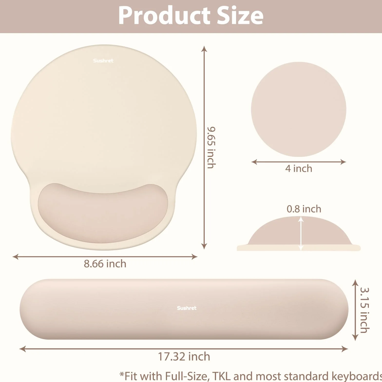 Sushret Tapis de Souris et Repose-Poignet Clavier, Ensemble 3-en-1 Ergonomique Gel Mémoire
