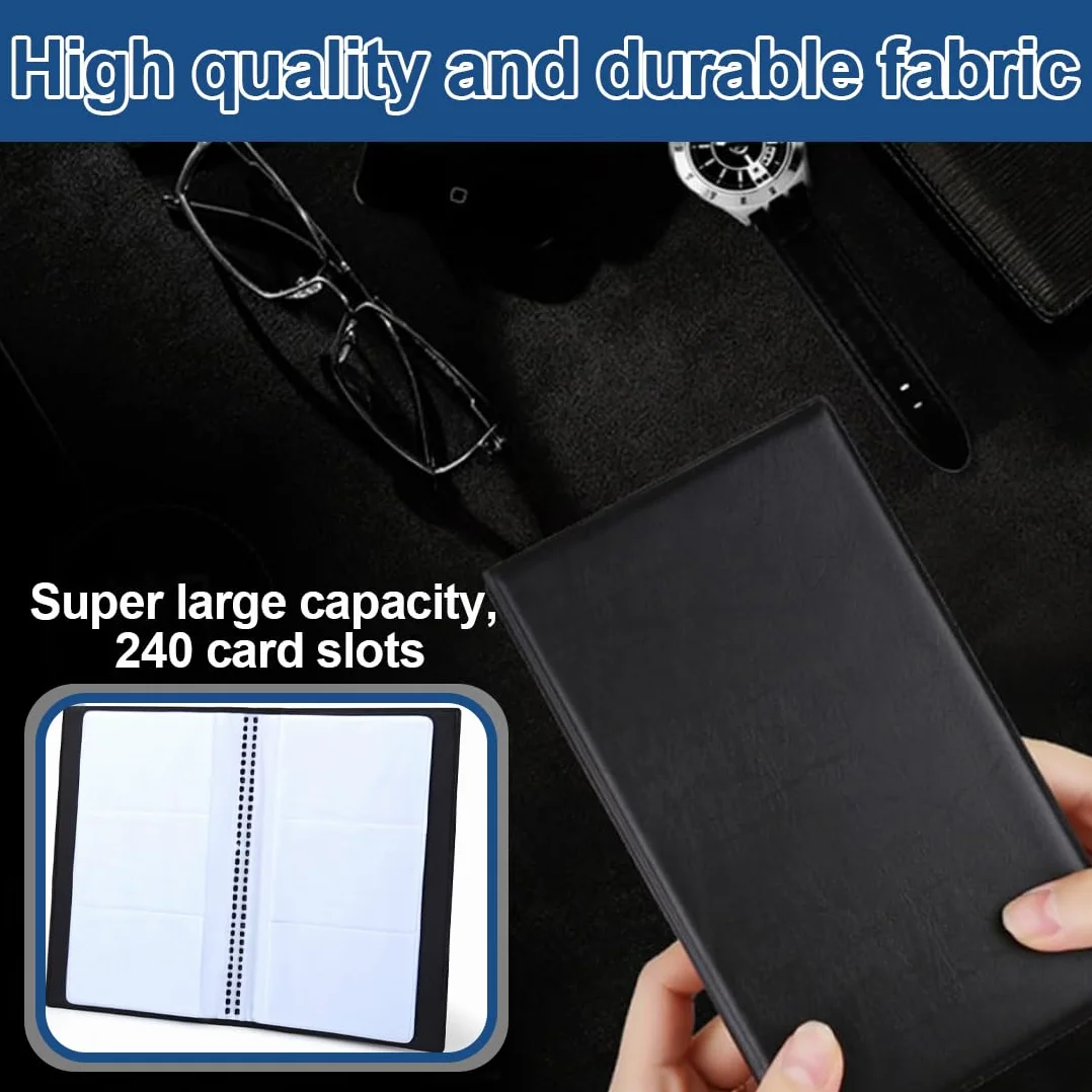Porte Cartes de Visite 240 PVC Rangement Carte de Visite Noir