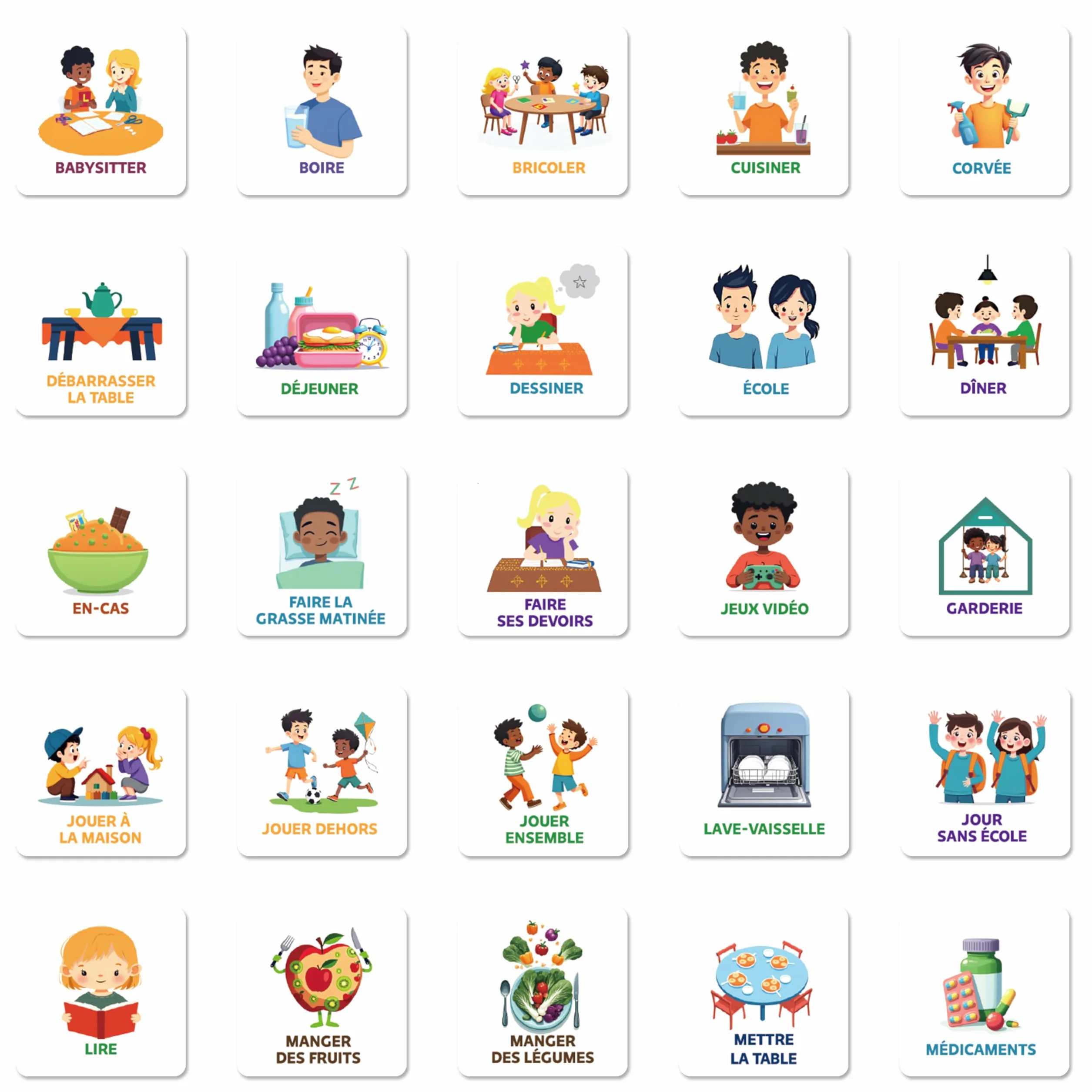 Agenda hebdomadaire magnétique 50 pièces pour enfants autisme - Calendrier éducatif avec pictogrammes