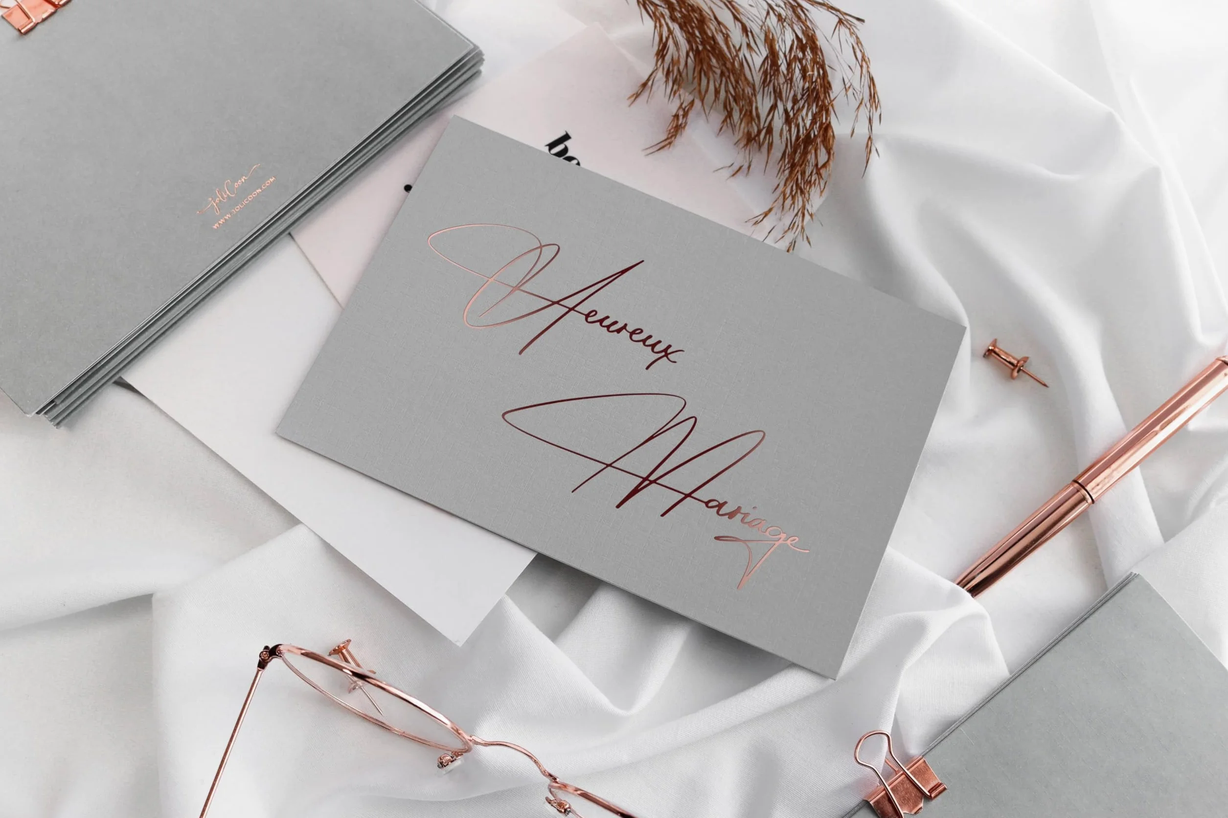 Carte de mariage originale avec enveloppe et sceau de cire - Joli Coon