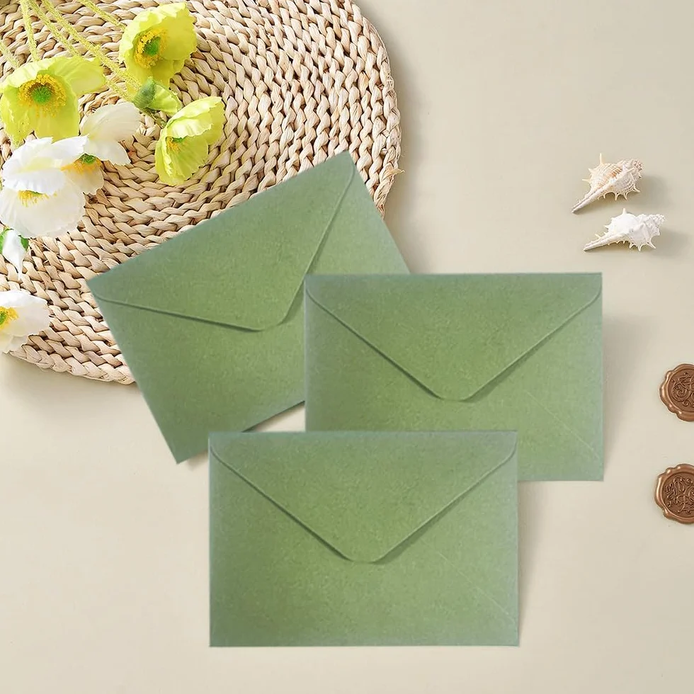 Enveloppes Cadeau Vertes 70 x 100 mm, Lot de 60 pour Mariage et Emballage de Cadeaux