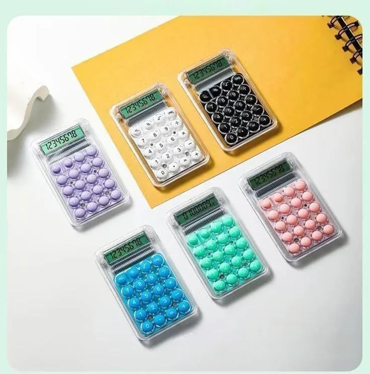 Calculatrice Solaire Pile Bouton Double Alimentation Clavier Silicone Portable Couleurs Aléatoires