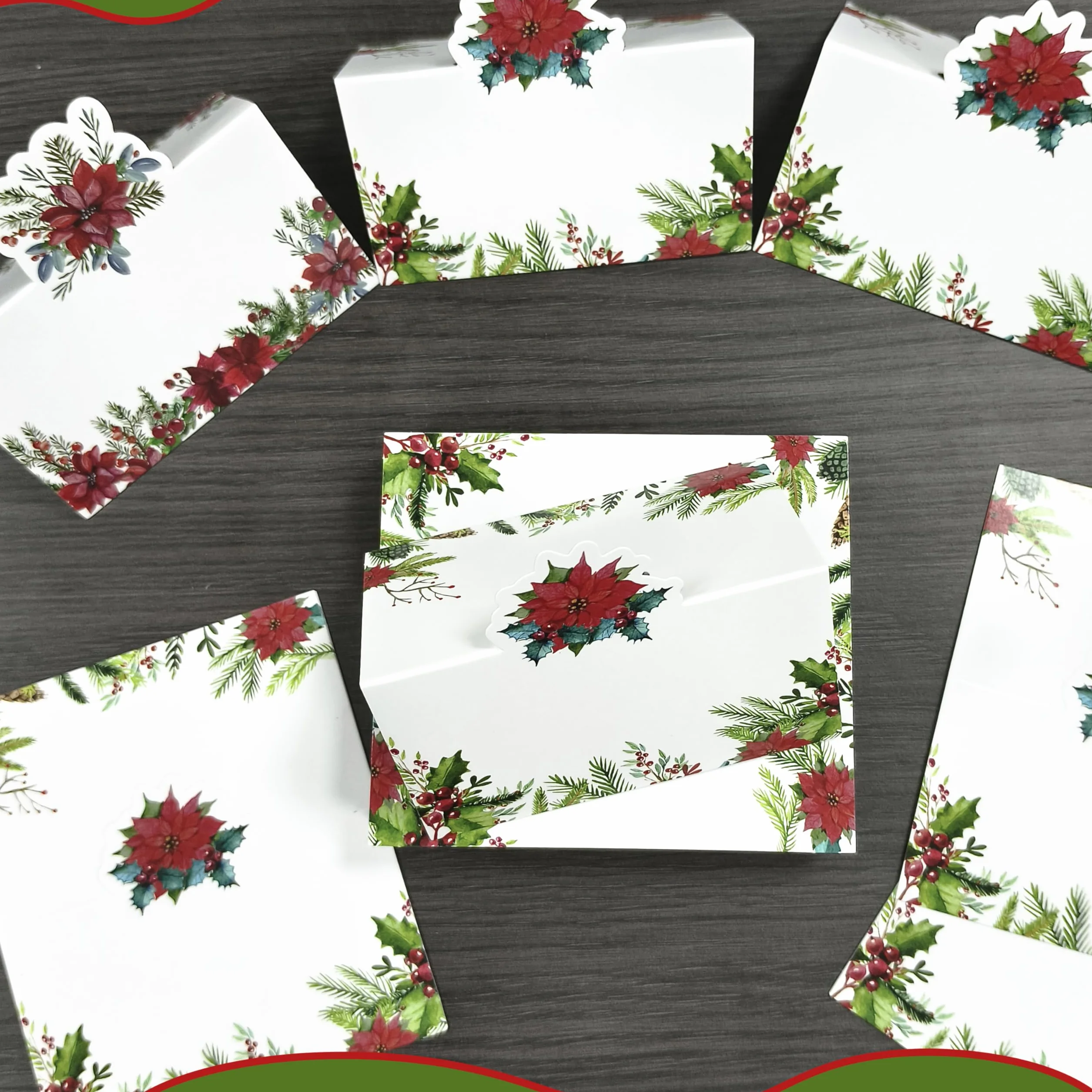 Marque-places de Noël vierges en poinsetta Lot 100 pour décoration de table