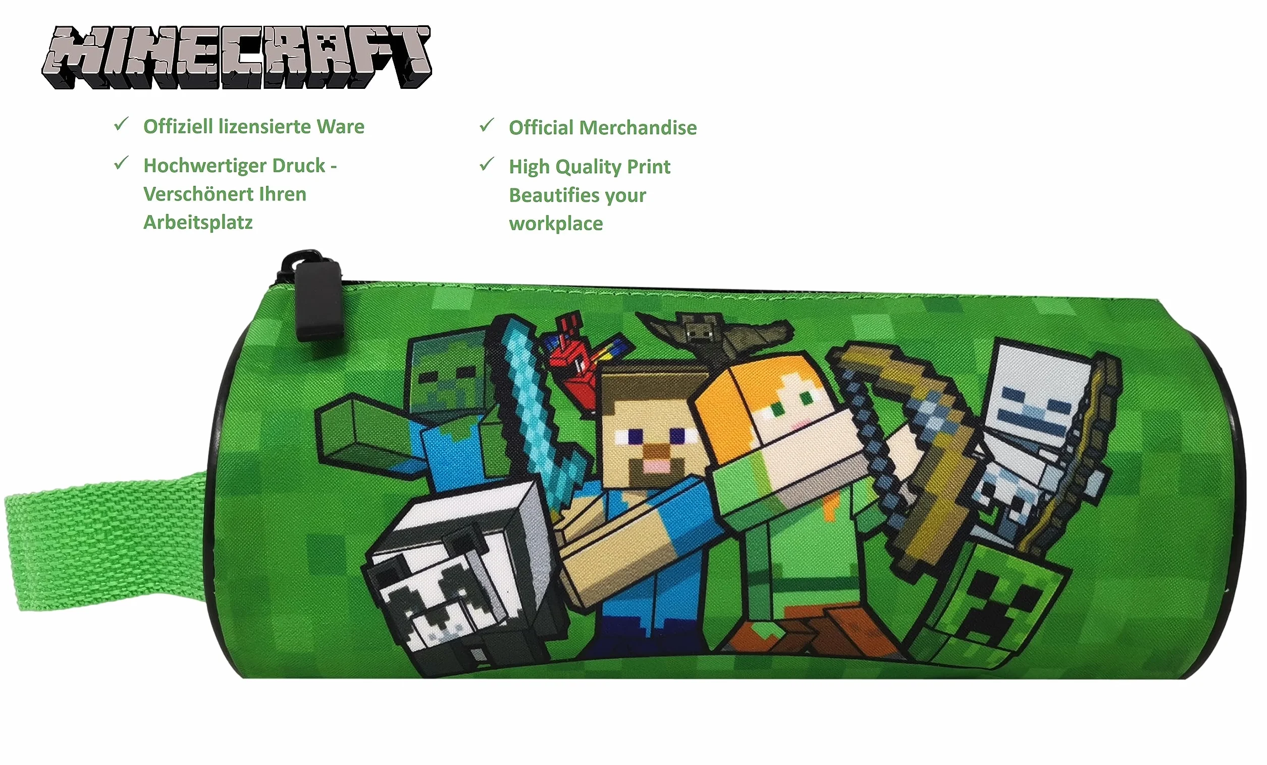 Theonoi Minecraft Trousse à crayons enfant Creeper vert 22 x 9 cm
