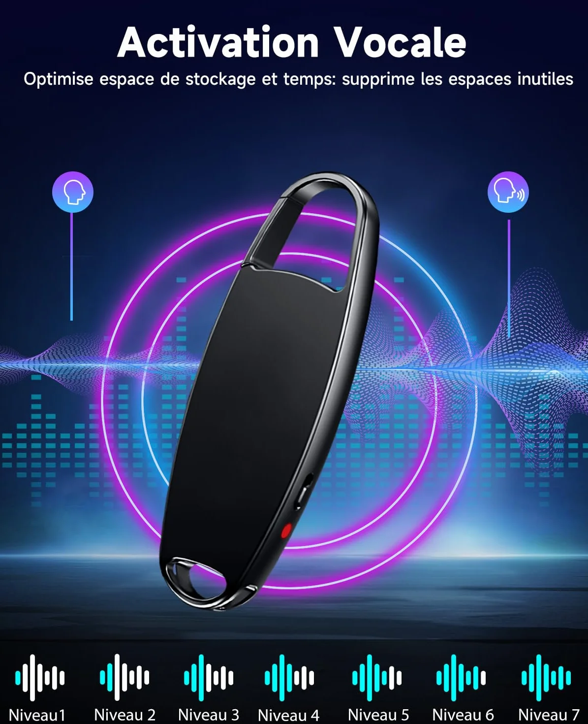 Vandlion Enregistreur Vocal 32Go HD avec Réduction de Bruit pour Conférences