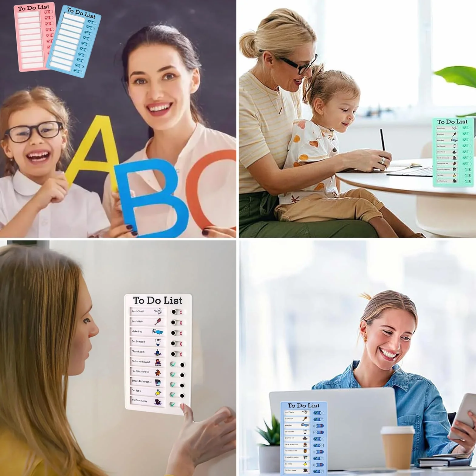 Binnan Tableaux de Tâches à Faire pour Enfants, Checklist avec 10 Feuilles de Papier Vierge, Tableau Memo Plastique