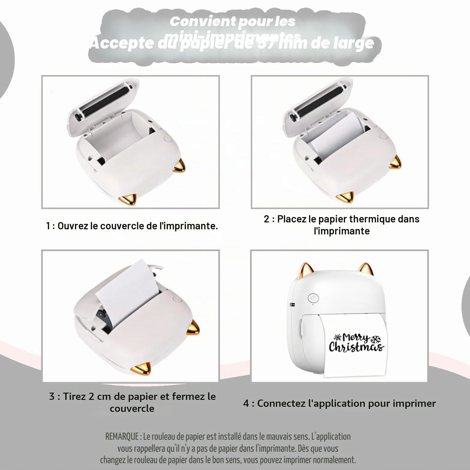 Papier Autocollant Thermique 57x25 mm pour Imprimante Mini, Appareils Photo Instantanés