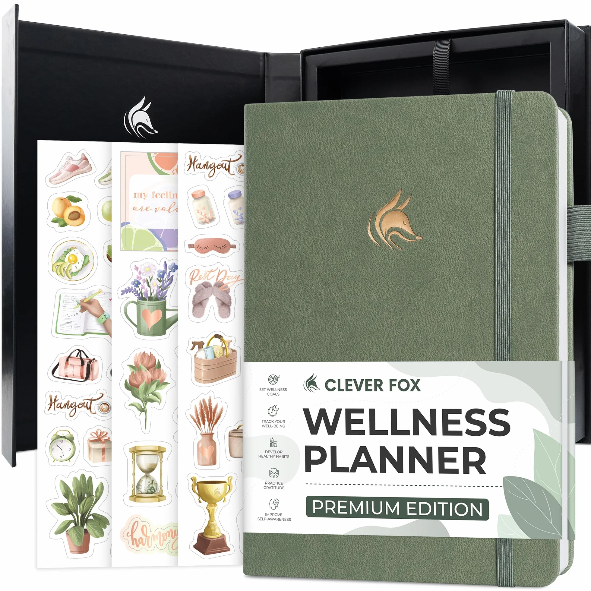 Clever Fox planificateur bien-être premium – Journal quotidien mode de vie saine suivi repas exercices