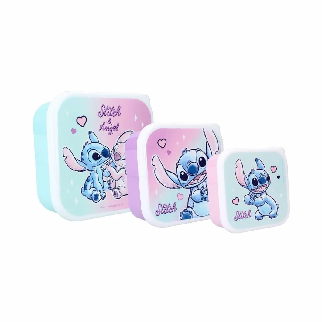 Lunch box Stitch 11,5 cm Violet/Bleu/Rose Lot de 3 pour enfant