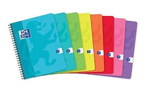 Oxford Cahiers à Spirales 17x22 cm 180 Pages Petits Carreaux 5x5 Lot de 5 Couleurs Assortis