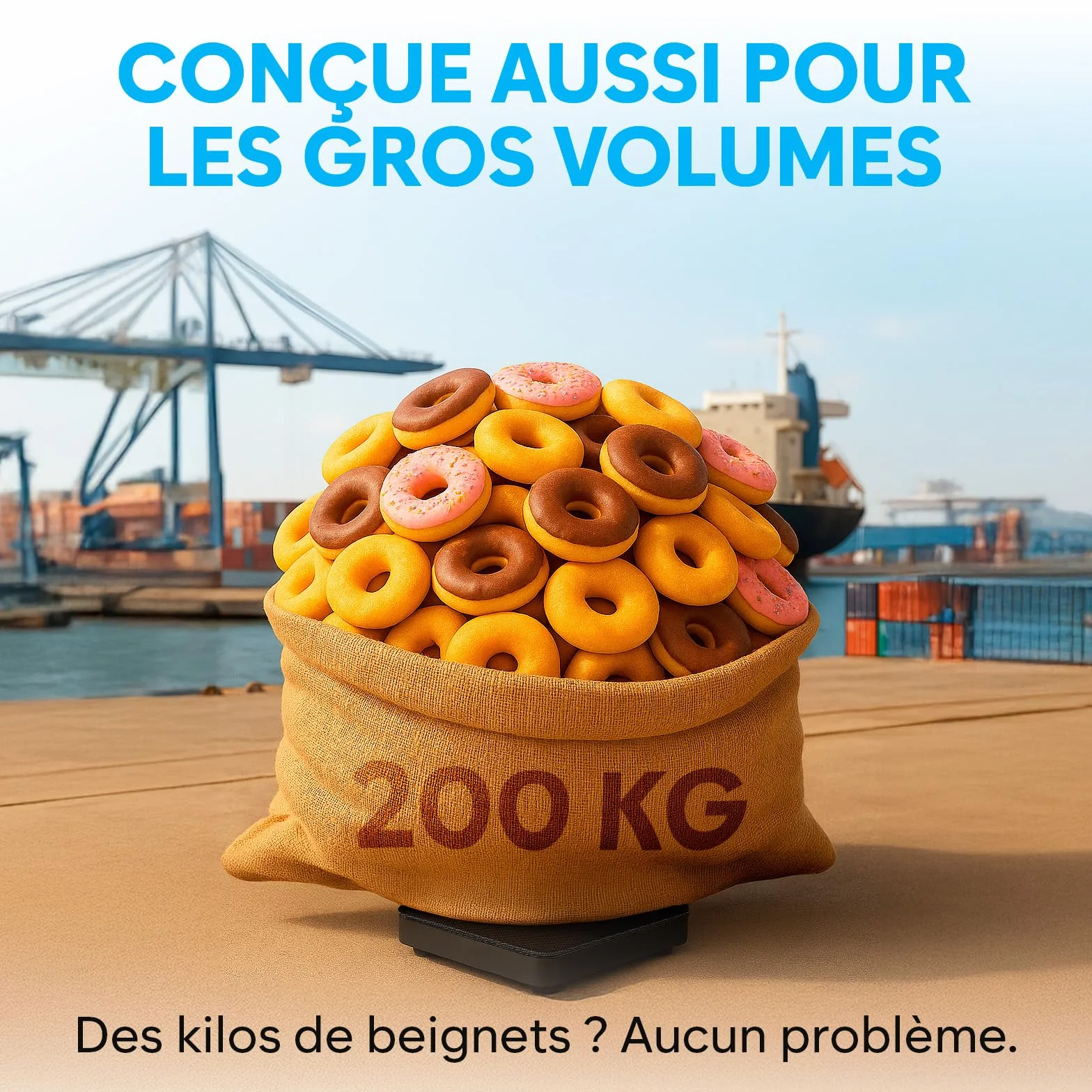 Balance Colis Électronique 200 kg/10 g Professionnelle avec Hold/Tare - Tapis Noir