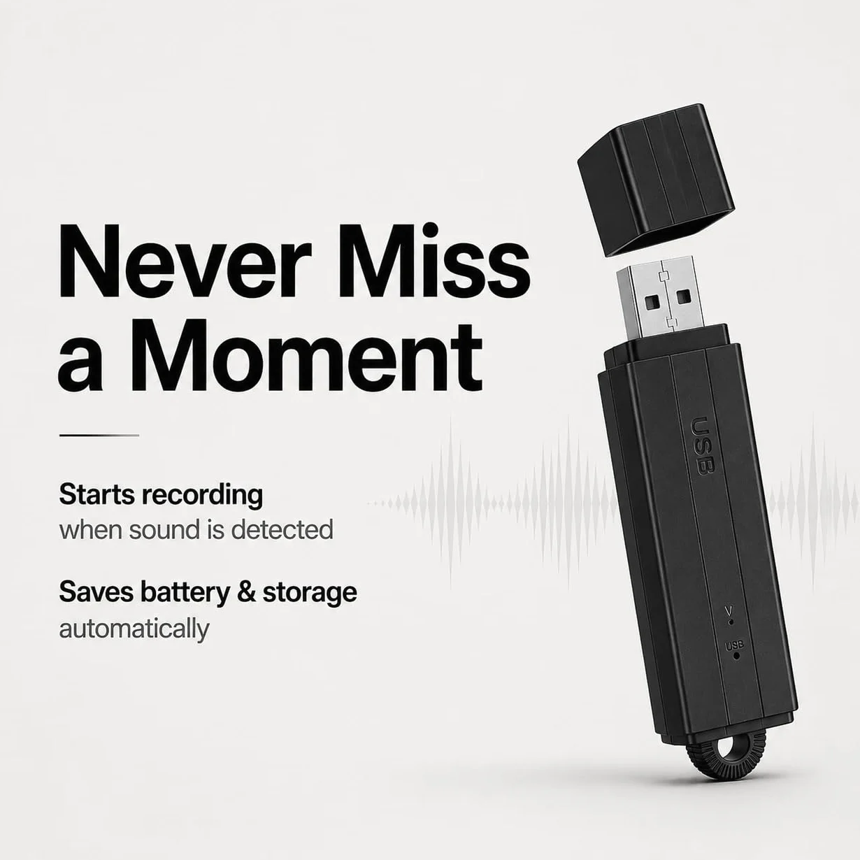Enregistreur Audio Compact 288h Stockage 24h Enregistrement Continu Détection Vocale Horodatage Automatique