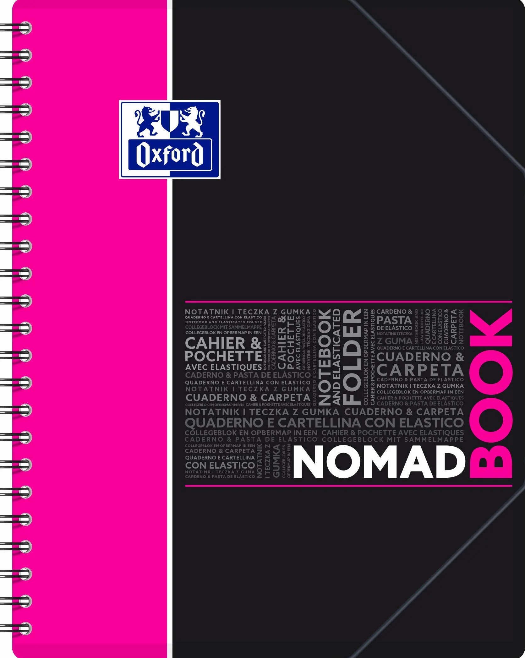 Oxford NomadBook Cahier Spirale A4+ 24 x 32 cm Grands Carreaux Seyès 160 Pages