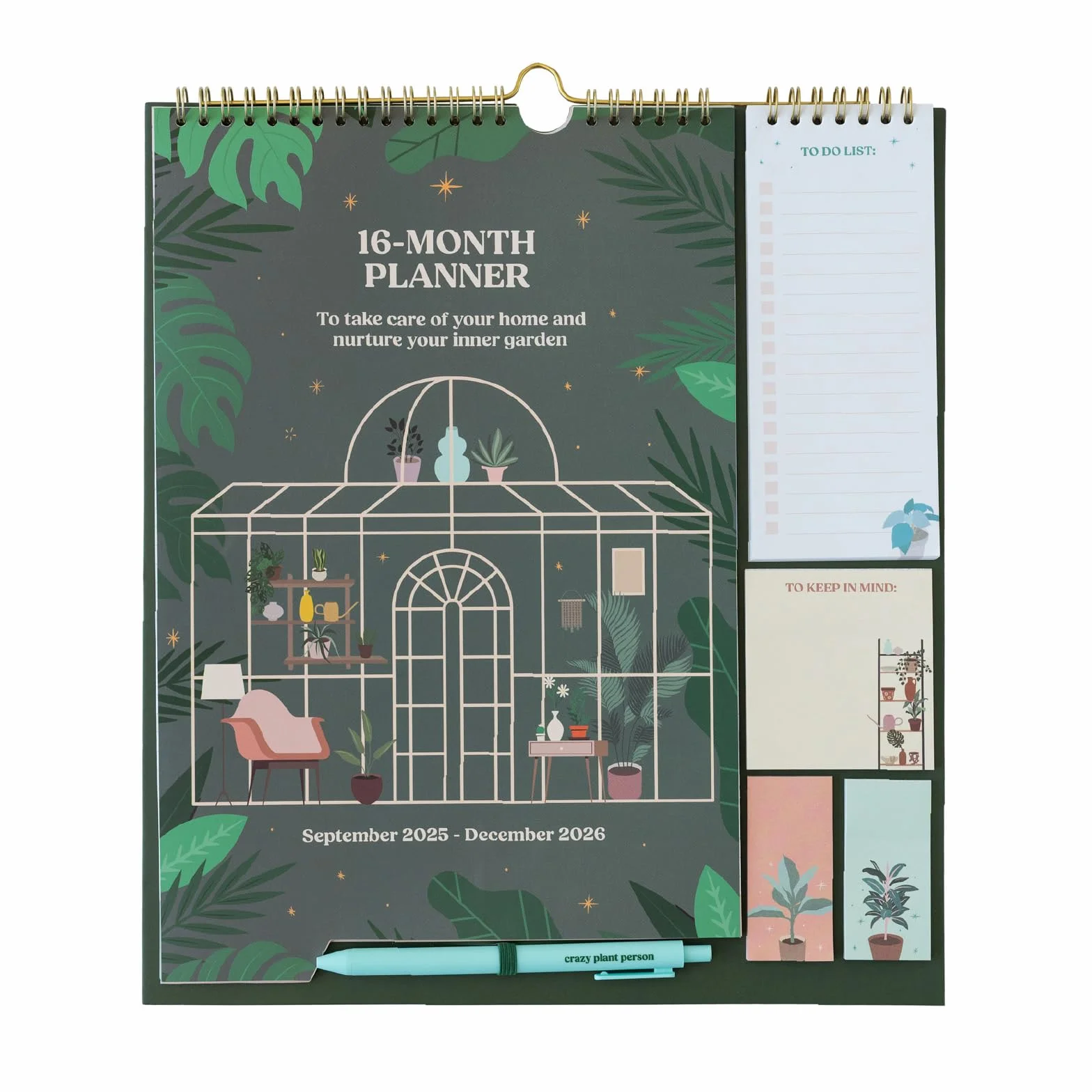 Grupo Erik Calendrier Plantes 16 mois Septembre 2025 à Décembre 2026 Planificateur Mensuel Familial avec Crochet