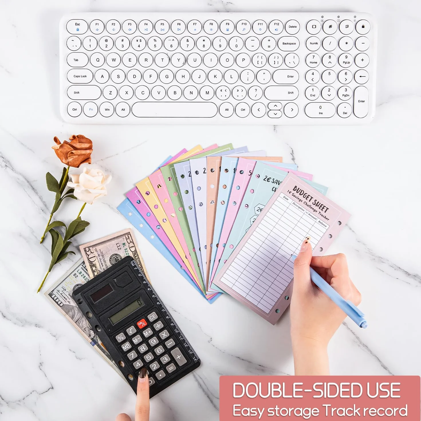 Classeur Budget Planner A6 48 Pièces Défi Économie d'Argent 1€ 2€ 5€ 10€ 15€ 20€ 25€ 30€ 30 Jours 26 Semaines 52 Semaines 100 Jours