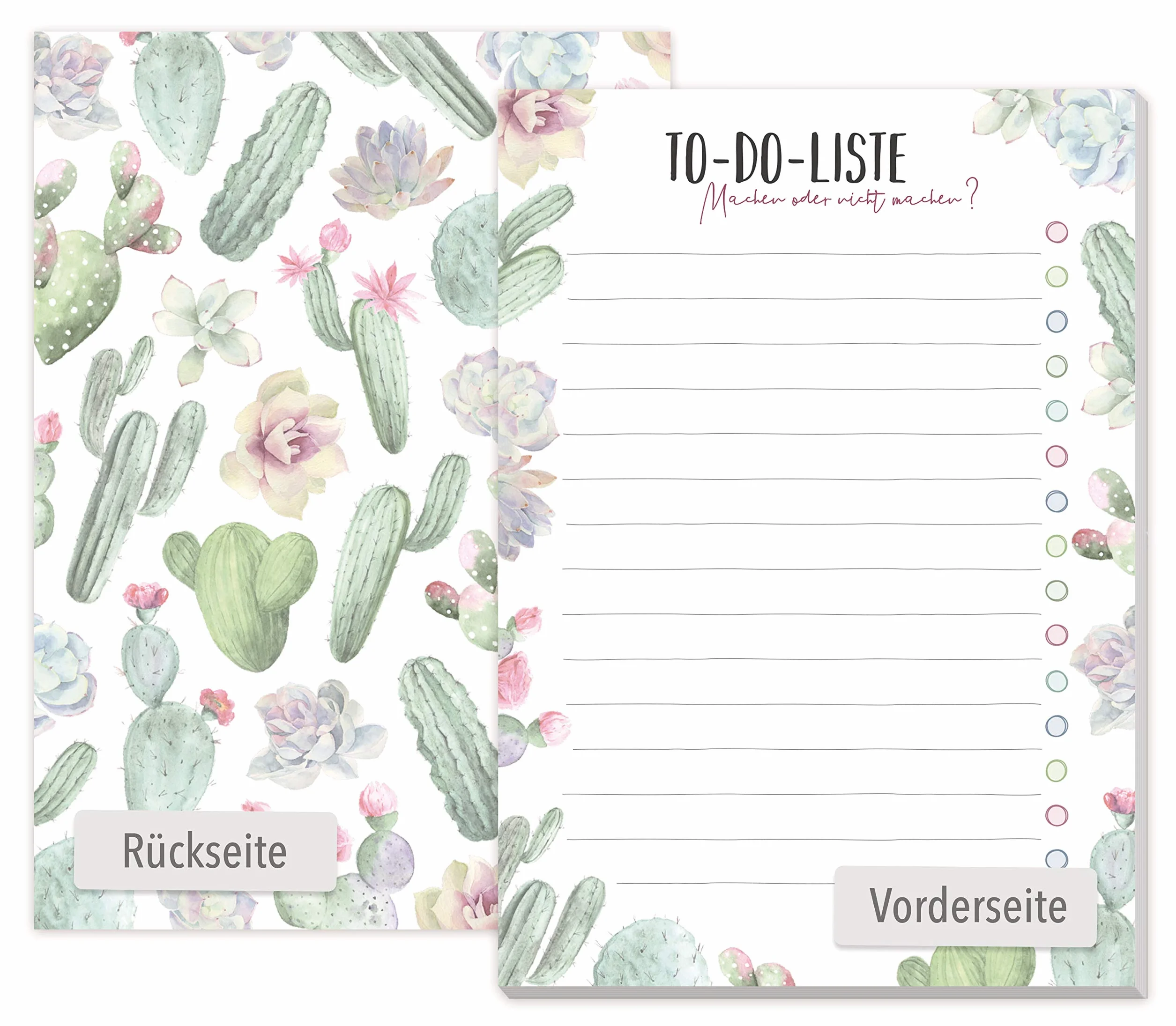 Paper&you Bloc-notes A6 Cactus 50 feuilles à détacher durable respectueux du climat