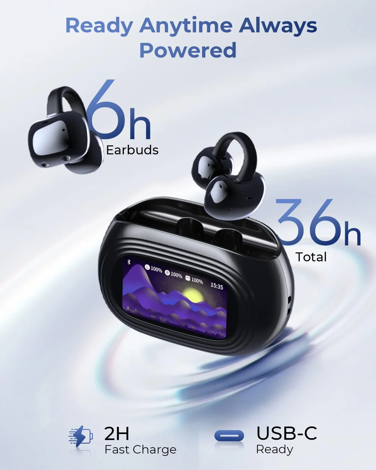 Kentfaith AI Écouteur Traducteur Instantané 150 Langues Bluetooth 6.0 Noir