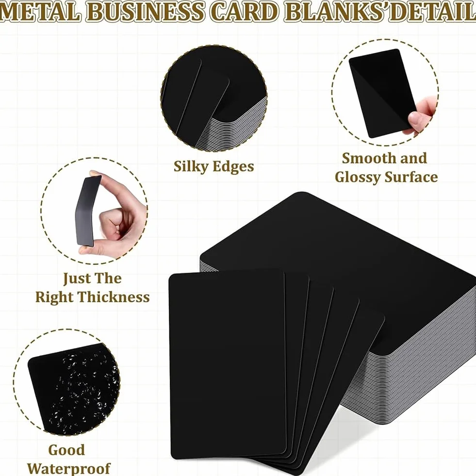 Cartes de Visite en Métal Noir 0,8 mm Aluminium Vierges