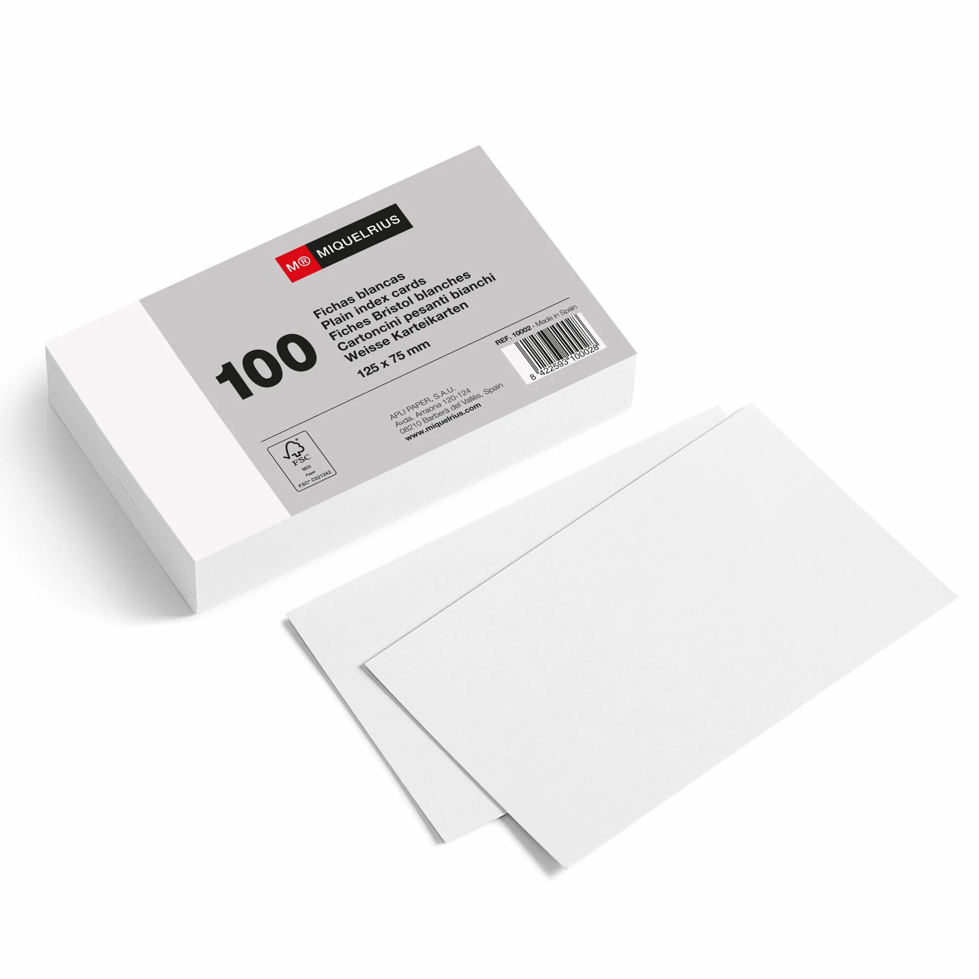 Miquelrius Flashcards 100 fiches Bristol 125 x 75 mm Papier carton offset 200 g/m² Fournitures de bureau