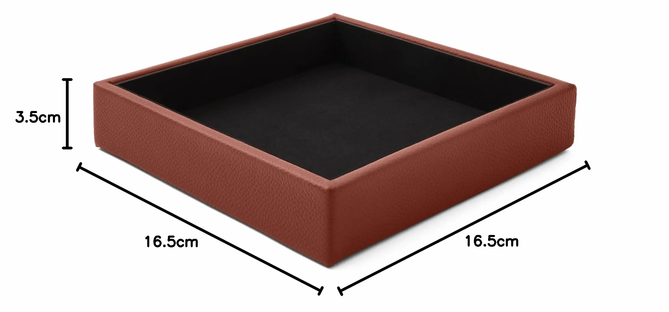Atena Vide Poche Cuir Véritable Marron Orange Organiseur de Bureau Design Moderne Plateau de Rangement Clés Pièces Monnaie Bijoux 16,5 x 16,5 cm Made in Italy