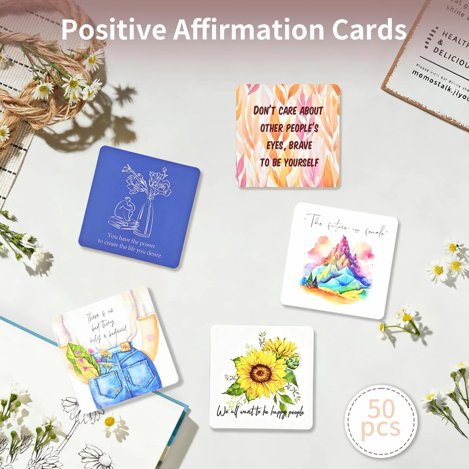Cartes d’Affirmations Positives pour Femmes Méditation Pleine Conscience Motivation Citations Inspirantes Cadeau Anniversaire