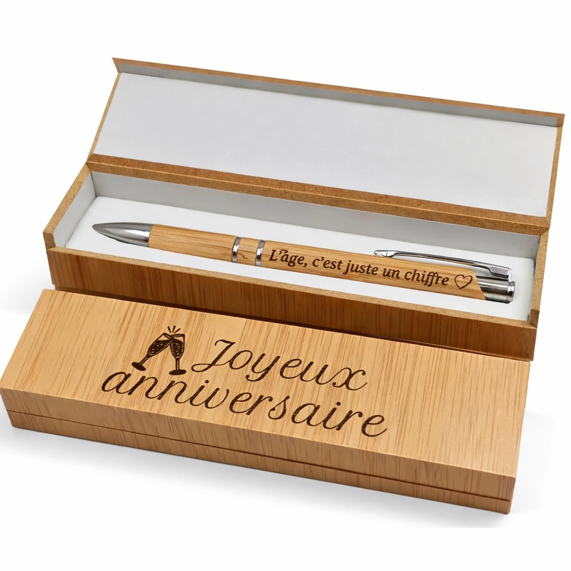 Weastyle Stylo Personnalisé avec Gravure Prénom - Coffret Cadeau Bois Bambou