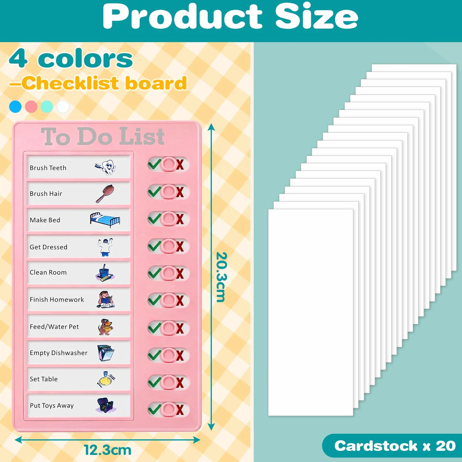 DESPOINA Lot de 4 Tableau Memo Checklist avec 20 Feuilles Papier Vierge Portable Planning Tache Menagere