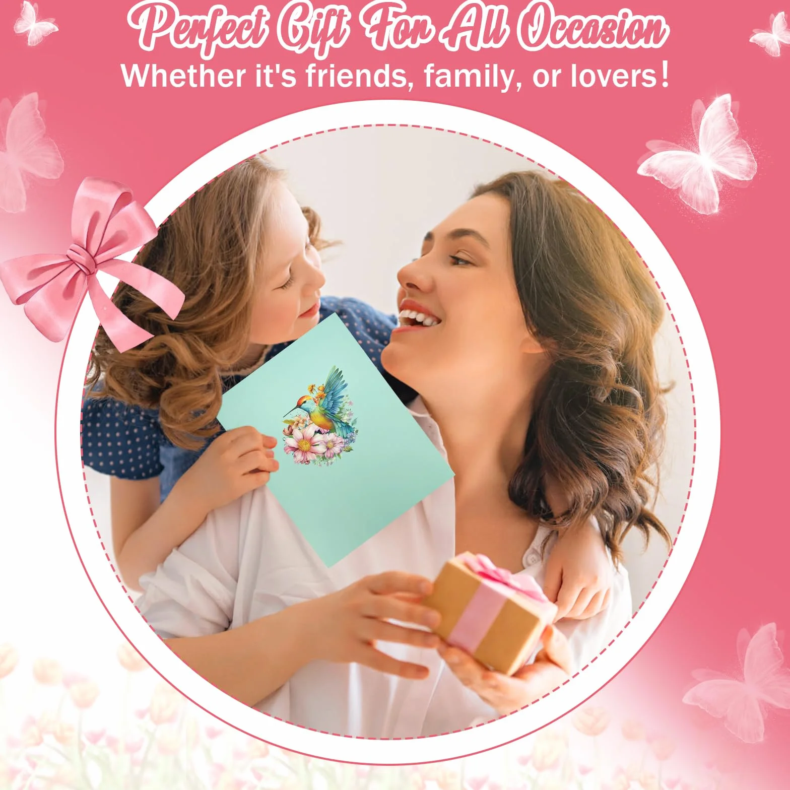 Carte Anniversaire Femme 3D Colibris Fleurs Pop Up avec Enveloppe