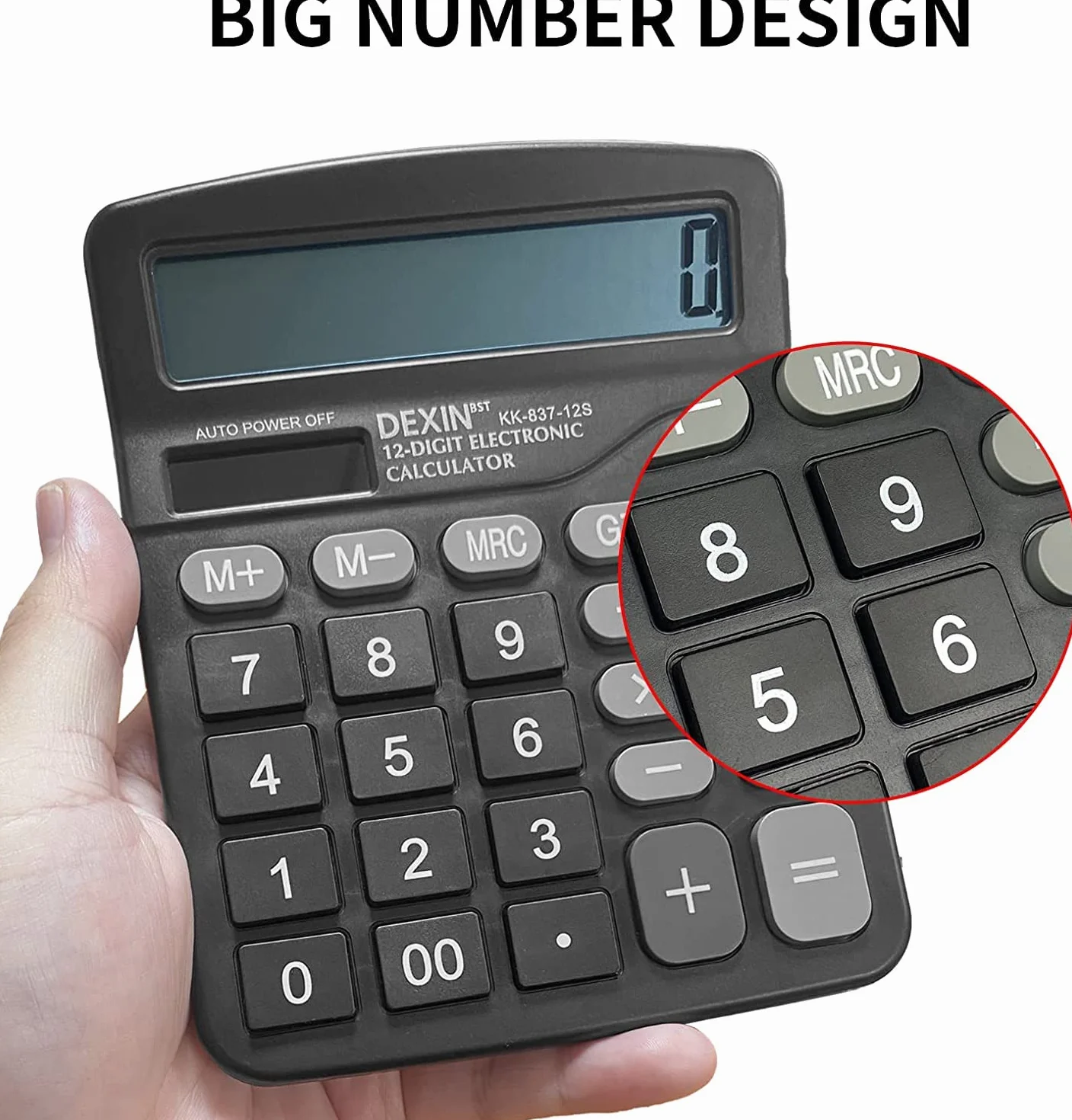 Calculatrice de Bureau Solaire Grand Boutons Écran LCD 12 Chiffres Nior