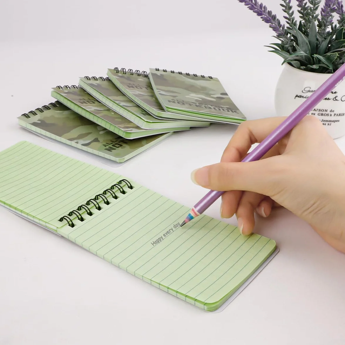 Carnets Étanches A7 Mini Cahiers à Spirale, All Weather Notebooks Bloc-notes, Aqua Notes pour Plein Air, Format de Poche (Camouflage)
