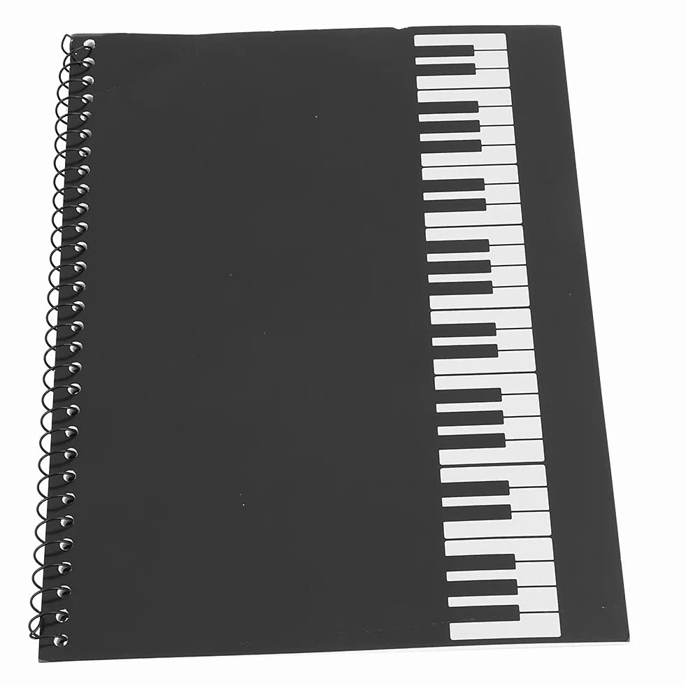 Walfront Papier de Manuscrit de Musique Cahier D'écriture Musicale 50 Pages Carnet de Notes Copie de Partition Écriture avec Couverture de Piano Noire