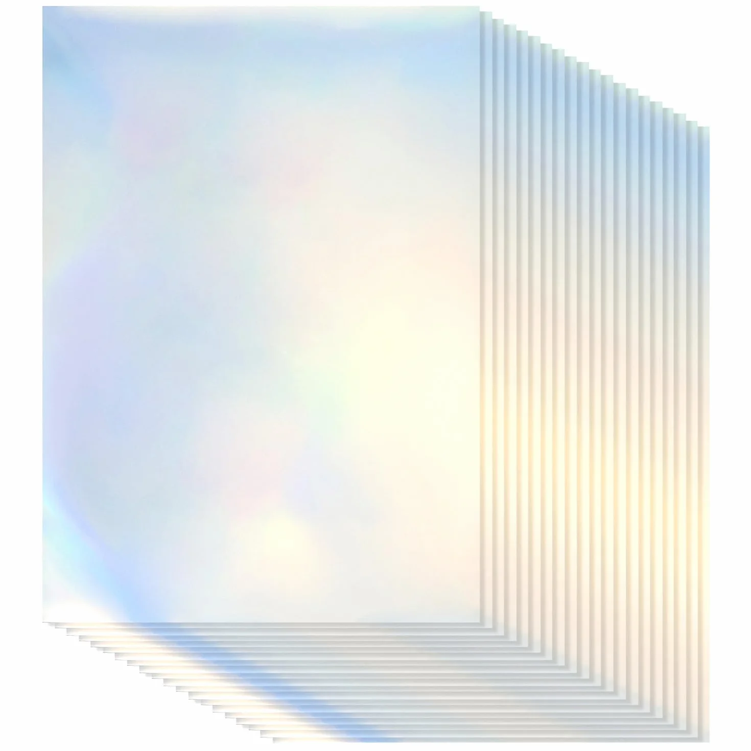 QWORK 20 Feuilles Papier Holographique Imprimable A4 Autocollant Vinyle Imperméable pour Imprimante Jet d'Encre Laser 210x297 mm