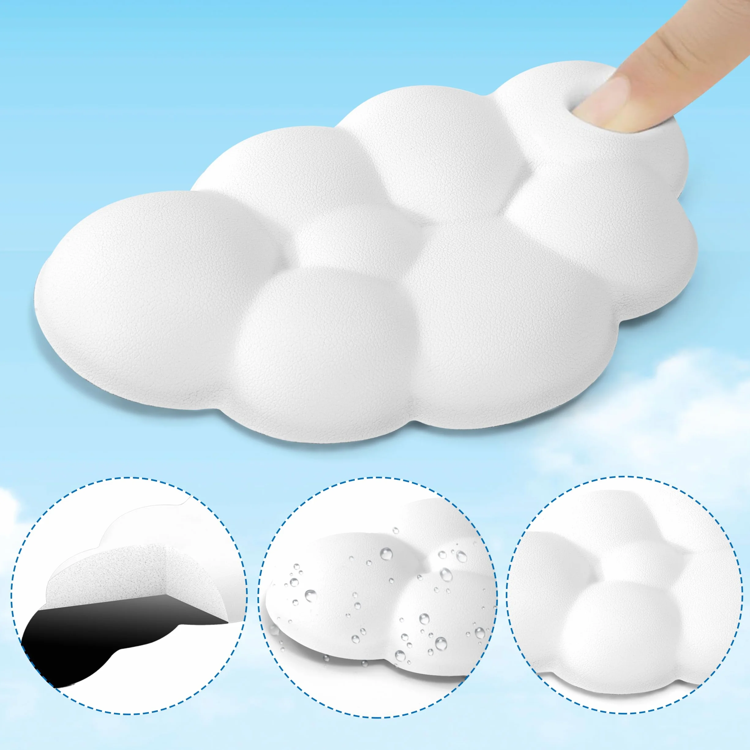 Cloud Wrist Rest Support de Poignet Ergonomique pour Souris Blanc