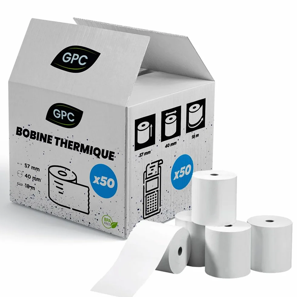 Bobines thermiques TPE 57x40x12cm 17m sans BPA 100% papier sans Bisphénol (50)