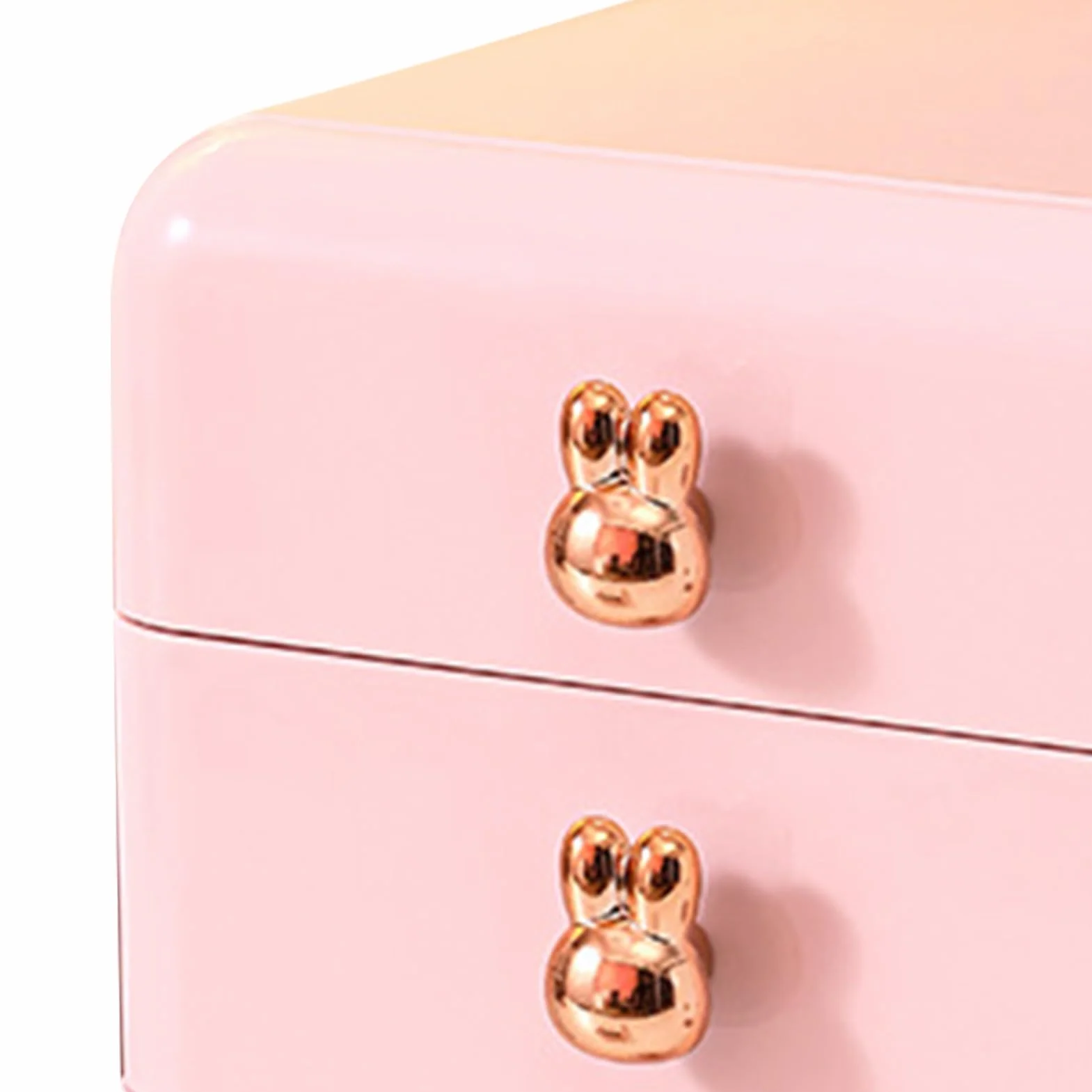 Boîte de Rangement à Tiroir Plastique 3 Couches Rose pour Bureau