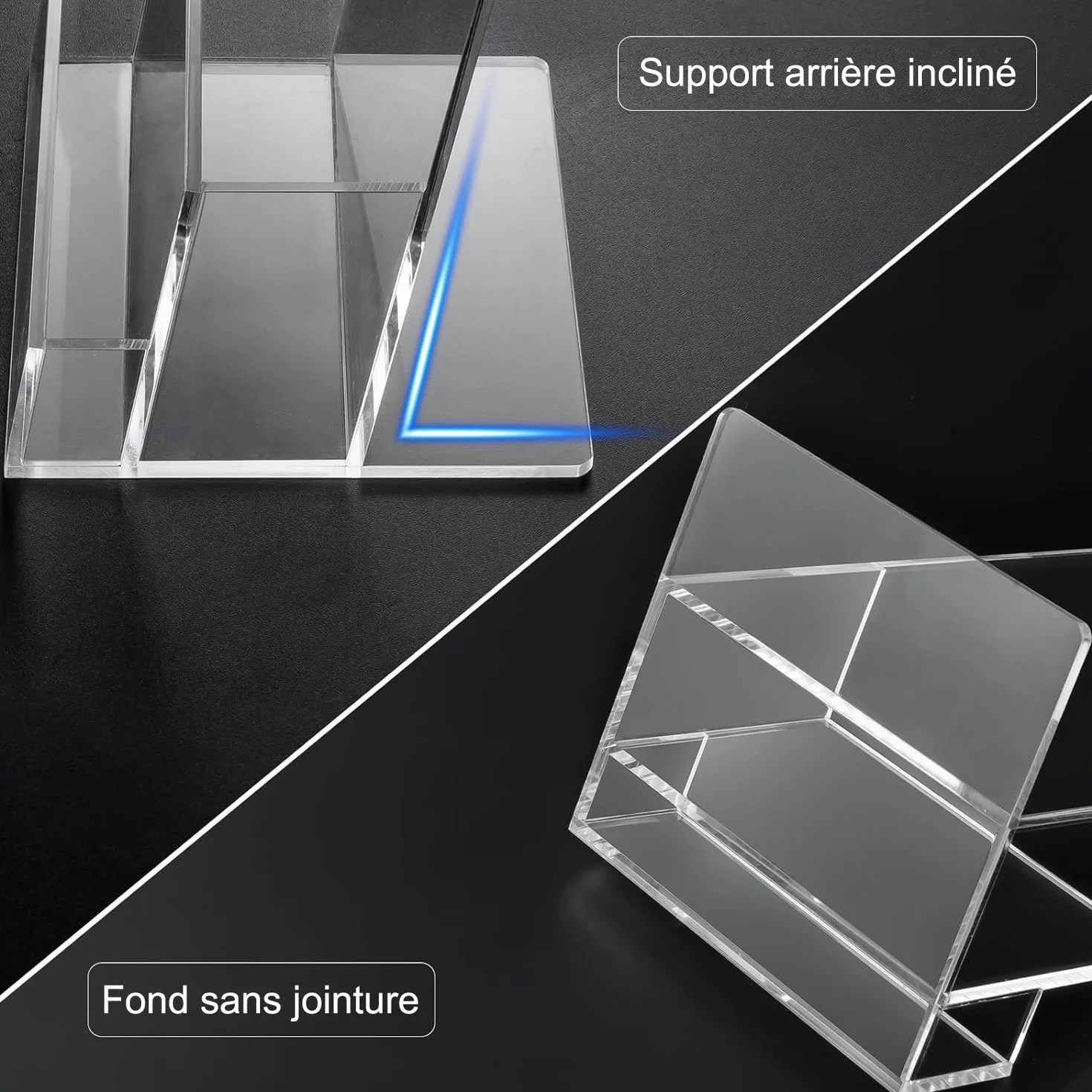 Lot de 2 porte-brochures A4 en acrylique transparent avec porte-cartes de visite intégré