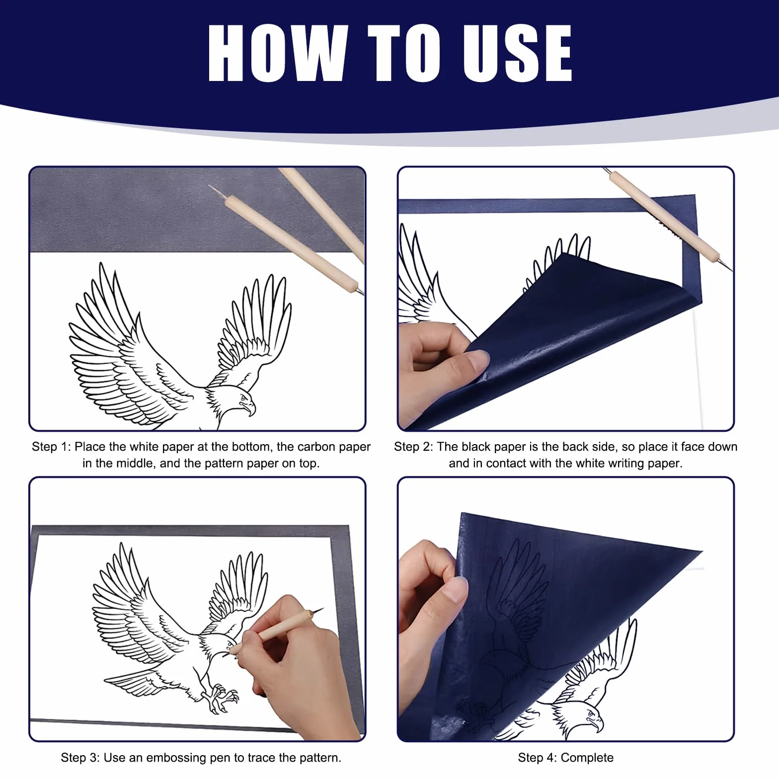 Papier Carbone Calque Graphite A4 21 x 29,7 cm 100 Feuilles Bleu