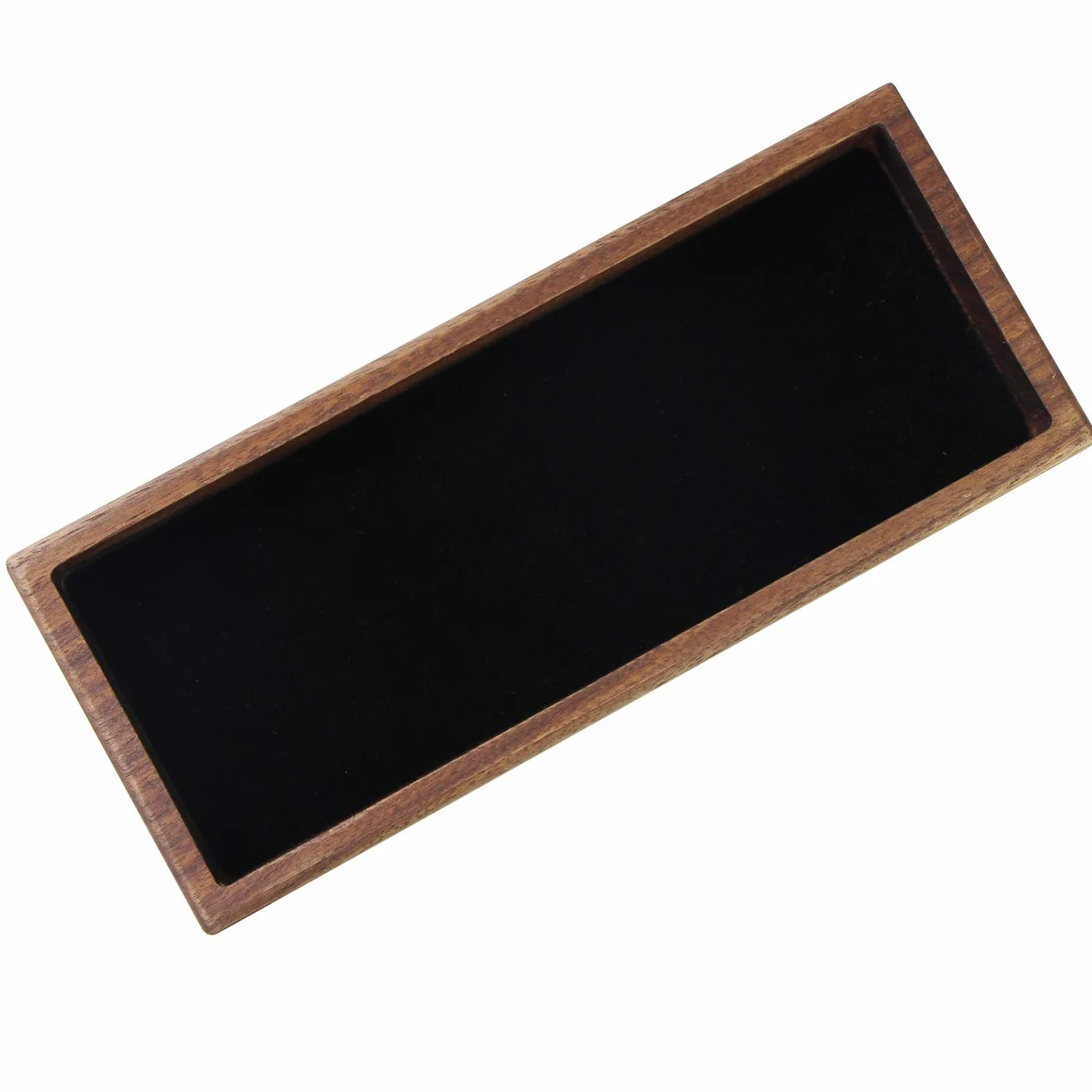 Aufodara Porte-stylo Plumier en Bois Véritable Boîte de Bureau Plateau de Rangement Marron Noyer