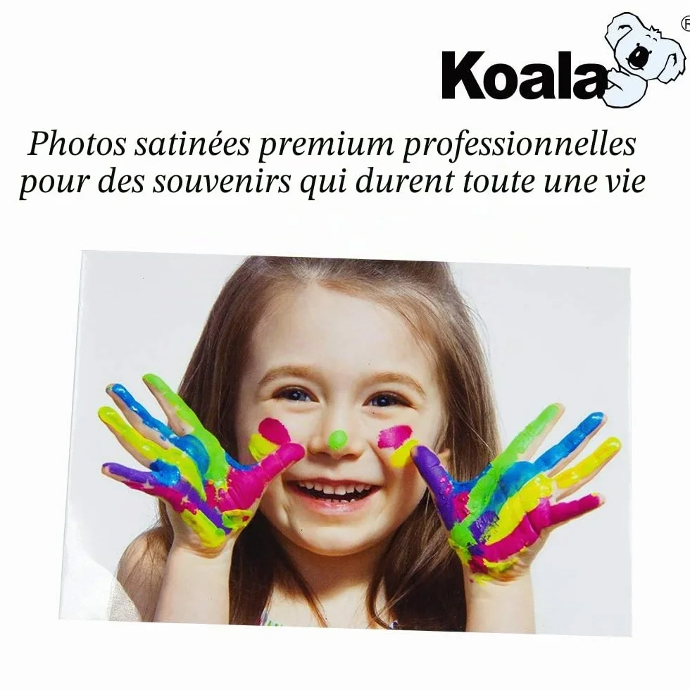 KOALA Papier photo Satiné A4 250g/m² 50 feuilles pour imprimante jet d'encre Canon HP Epson
