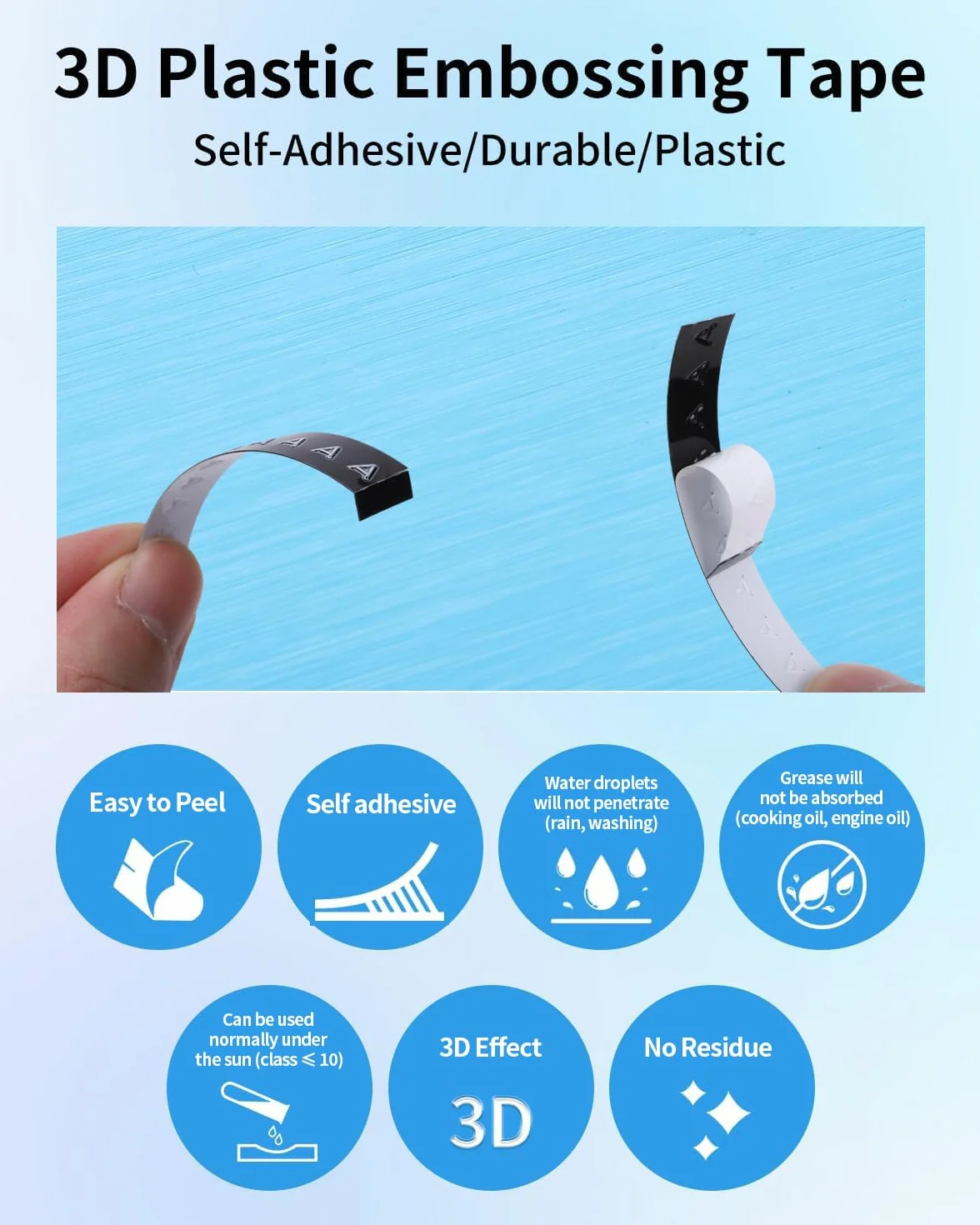 Ruban 9mm Compatible pour Dymo Omega Junior Étiqueteuse - Noir sur Blanc, 3 Pièces