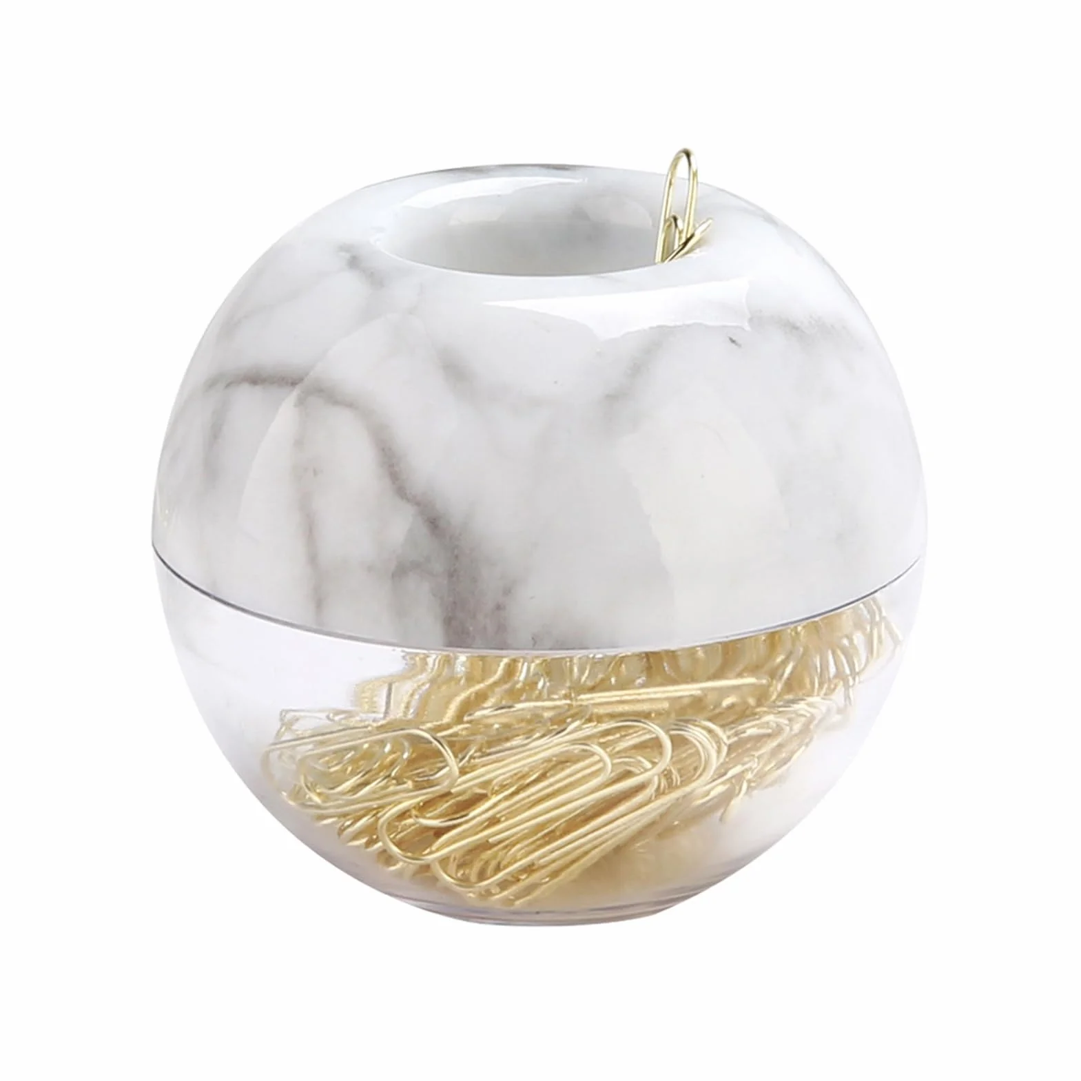 Porte-trombones magnétique marbre métallique brillant, 100 clips, organisateur bureau boîte rangement blanc